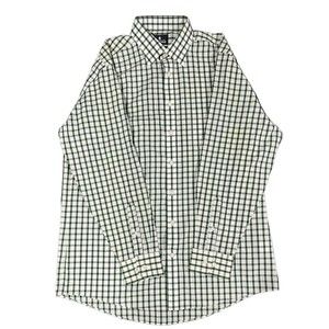 Stafford  Travel Larger 16-1/2 Dress Shirt Green And White